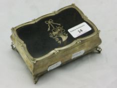 An unmarked silver and tortoiseshell jewellery box