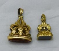 Two 19th century unmarked fob seals