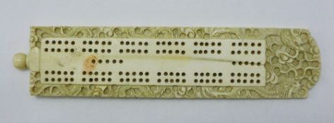 A late 19th century Canton ivory cribbage board