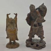 Two late 19th century carved wooden Japanese figures