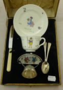 A Royal Doulton silver plate mounted nursery set