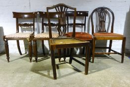 Five various 19th century dining chairs