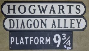 Three Harry Potter signs