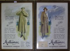 A pair of early 20th century framed pictorial adverts for Mattamac