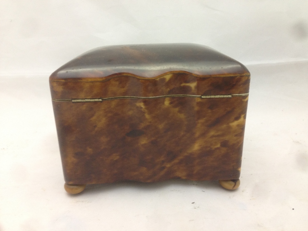 A 19th century tortoiseshell tea caddy Of small proportions, - Image 4 of 8