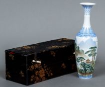 A Chinese eggshell porcelain vase Of slender flared form,