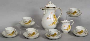 A Meissen porcelain coffee service Comprising: coffee pot and cover,