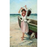 H ROLANDI (19th/20th century) Continental Landing the Catch Oil on canvas Signed and dated 04;