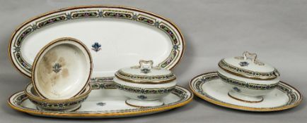 A Victorian part dinner service by W Adams Tunstall Each piece decorated with the Prince of Wales