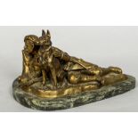 EUGENE CARTIER (1861-1943) French Infantryman and His Dog Gilt bronze, on marble base Signed 22.