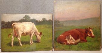 JOSEPH DIXON CLARK (1849-1944) British Cow Studies: One Grazing,