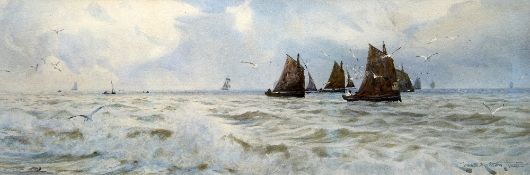 CHARLES SIM MOTTRAM (1852-1919) British Return of the Fleet Watercolour Signed and dated 1891 81.