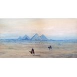 FREDERICK GOODALL (1822-1904) British Camels Before the Pyramids at Giza Watercolour Inscribed to
