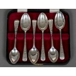 A set of six Edwardian silver teaspoons, hallmarked Sheffield 1902 and 1903,