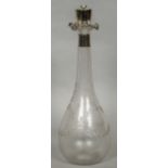 An Edwardian silver mounted decanter and stopper, hallmarked Sheffield 1906,