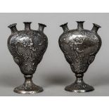 A pair of 19th century Continental silver bud vases,