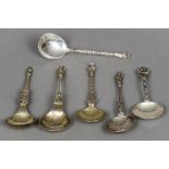 Five various Continental Apostle spoons Each with typical figural finial;