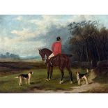 E S ENGLAND (flourished circa 1900) Huntsman on Horseback With Hounds Oils on canvas Signed 40 x 30