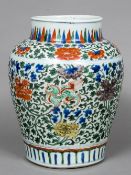 A Chinese Wucai porcelain baluster vase,