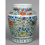 A Chinese Wucai porcelain baluster vase,