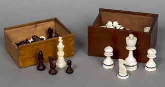 A late 19th century ivory chess set Both sides unstained,