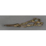 A pair of silver gilt grape scissors, hallmarks indistinct,