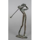 A contemporary bronze sculpture Modelled as a golfer in full swing. 23 cm high.