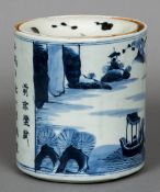 A Chinese blue and white porcelain pot and cover Of circular section,