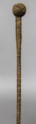 A 19th century sailor's coxcomb (rope twist) walking stick Of typical knopped form. 89 cm long.