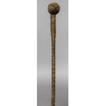 A 19th century sailor's coxcomb (rope twist) walking stick Of typical knopped form. 89 cm long.