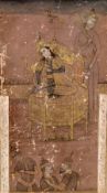 An antique Indo-Persian miniature Worked with watercolour and bodycolour with a throne seated