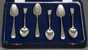 A set of six George III silver teaspoons, hallmarked London 1805 and 1811,