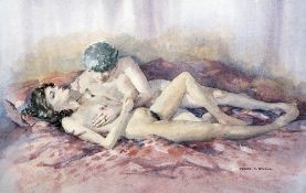 FRANCIS A BOXALL (20th century) British Lovers Watercolour Signed,