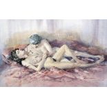 FRANCIS A BOXALL (20th century) British Lovers Watercolour Signed,