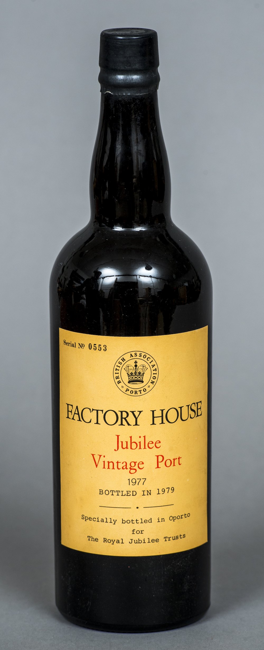 Factory House Jubilee Vintage Port, 1977, bottled in 1979 for the Royal Jubilee Trusts, serial no.