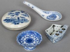 A 19th century Chinese porcelain blue and white covered dish Decorated with figures in an exterior