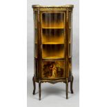 A late 19th century Verni Martin style gilt metal mounted bijouterie cabinet The three quarter