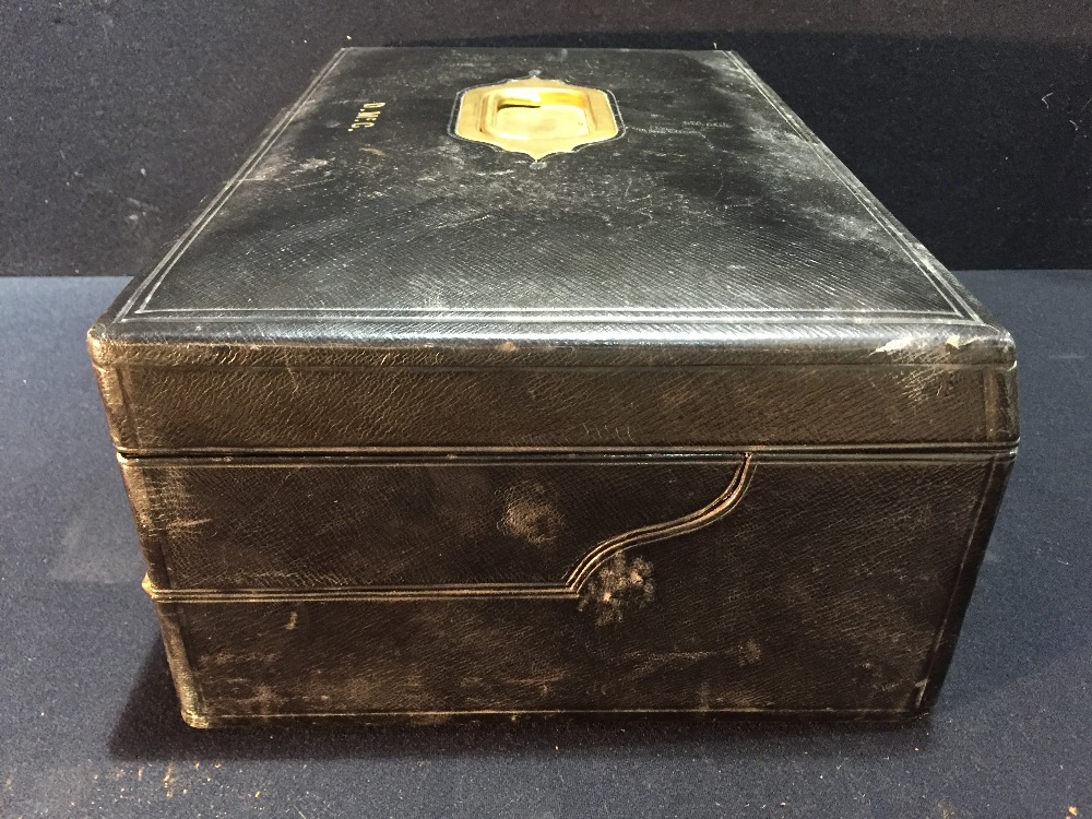 A Victorian leather stationery box by Needs & Co. - Image 11 of 15