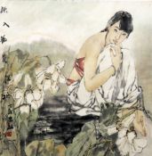 JAING CHAO (born 1958) Chinese Purity Watercolour 100 x 100 cm,