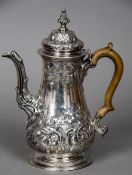 A George III silver coffee pot, hallmarked London 1791,