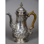 A George III silver coffee pot, hallmarked London 1791,