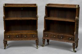 A pair of 19th century mahogany dwarf waterfall bookcases Each with a three quarter galleried top