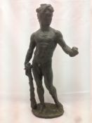 Hercules Pomarius or Hercules With Club and Apples of Hesperides Antique bronze 34 cm high