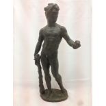 Hercules Pomarius or Hercules With Club and Apples of Hesperides Antique bronze 34 cm high