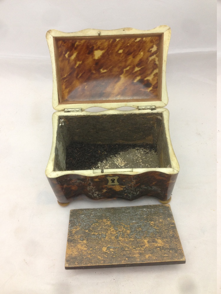 A 19th century tortoiseshell tea caddy Of small proportions, - Image 7 of 8