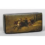 A 19th century Russian papier mache snuff box Of hinged rectangular form,