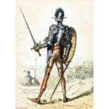 ERNEST HENRI GRISET (1844-1907) French Don Quixote Watercolour heightened with bodycolour Signed 17.