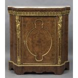 A 19th century marble topped ormolu mounted amboyna pier cabinet The shaped variegated marble top