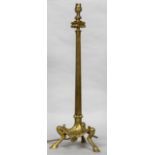 A late 19th/early 20th century gilt bronze and brass columnar table lamp The tripartite base with