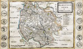 HERMAN MOLL (1654-1732) Continental Herefordshire Hand coloured engraving 31.5 x 19.